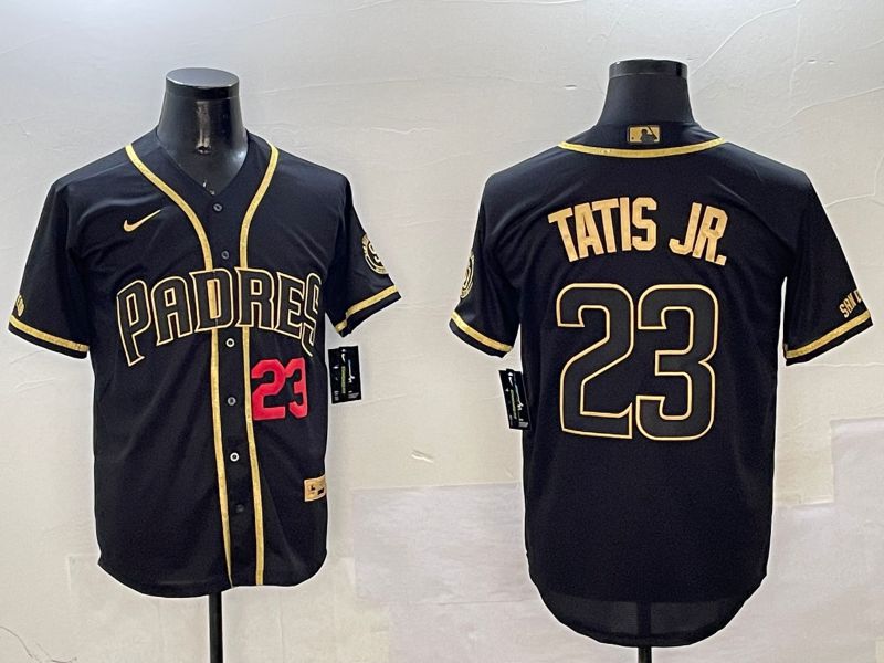 Men San Diego Padres #23 Tatis jr Black Gold Game 2025 Nike MLB Jersey style 2